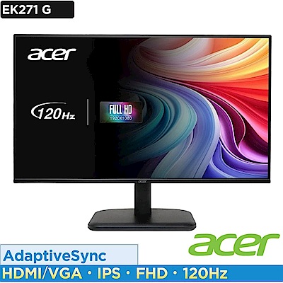 Acer 宏碁 EK271 G 27型 IPS 電腦螢幕 AMD FreeSync ｜120hz 順暢畫面再提升