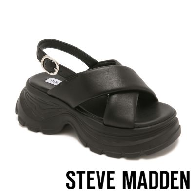 STEVE MADDEN-雲朵澎澎交叉厚底涼鞋 TWLORA-黑色