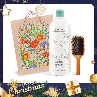 AVEDA 頭皮放鬆尊禮組[純香洗髮菁1000ml+隨行按摩梳]-送禮必備組