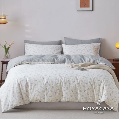 HOYACASA 100%精梳棉雙人兩用被床包四件組-幽蘭晨露(天絲入棉30%)