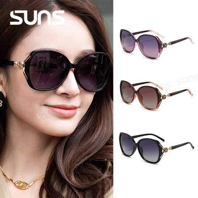 【SUNS】時尚鑲鑽簍空名媛款 Polarized淑女偏光墨鏡 大框顯小臉 防眩光 抗UV400