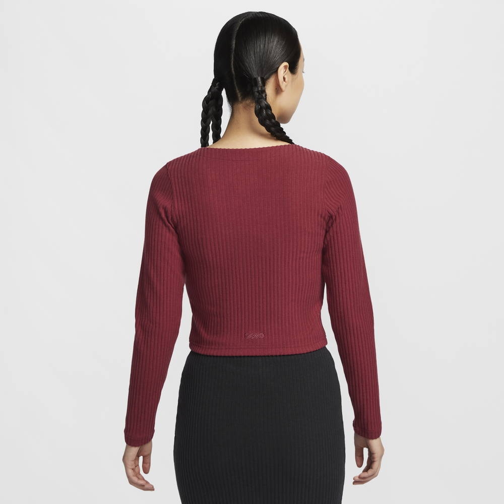 NIKE 耐吉女長袖上衣-紅色AS W NSW NK CHLL KNT RIB FZ