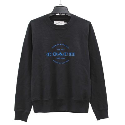 COACH 品牌字樣100%純棉長袖大學T(黑色)