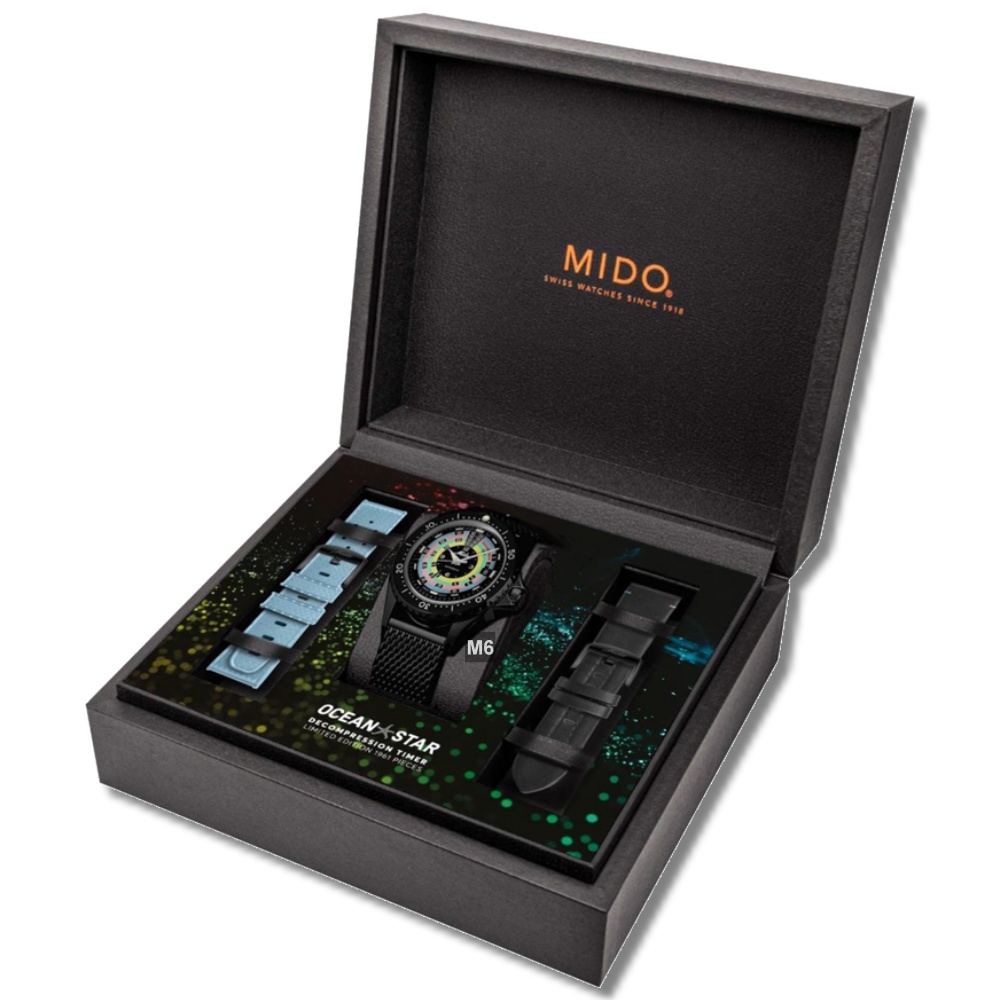MIDO美度套組限量1961套海洋之星彩虹減壓全黑40.5㎜ M6(M0268073305100