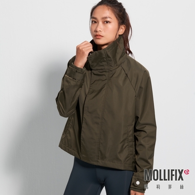 Mollifix 瑪莉菲絲 TRULY率性後開拉鍊防風外套 (墨綠) 暢貨出清