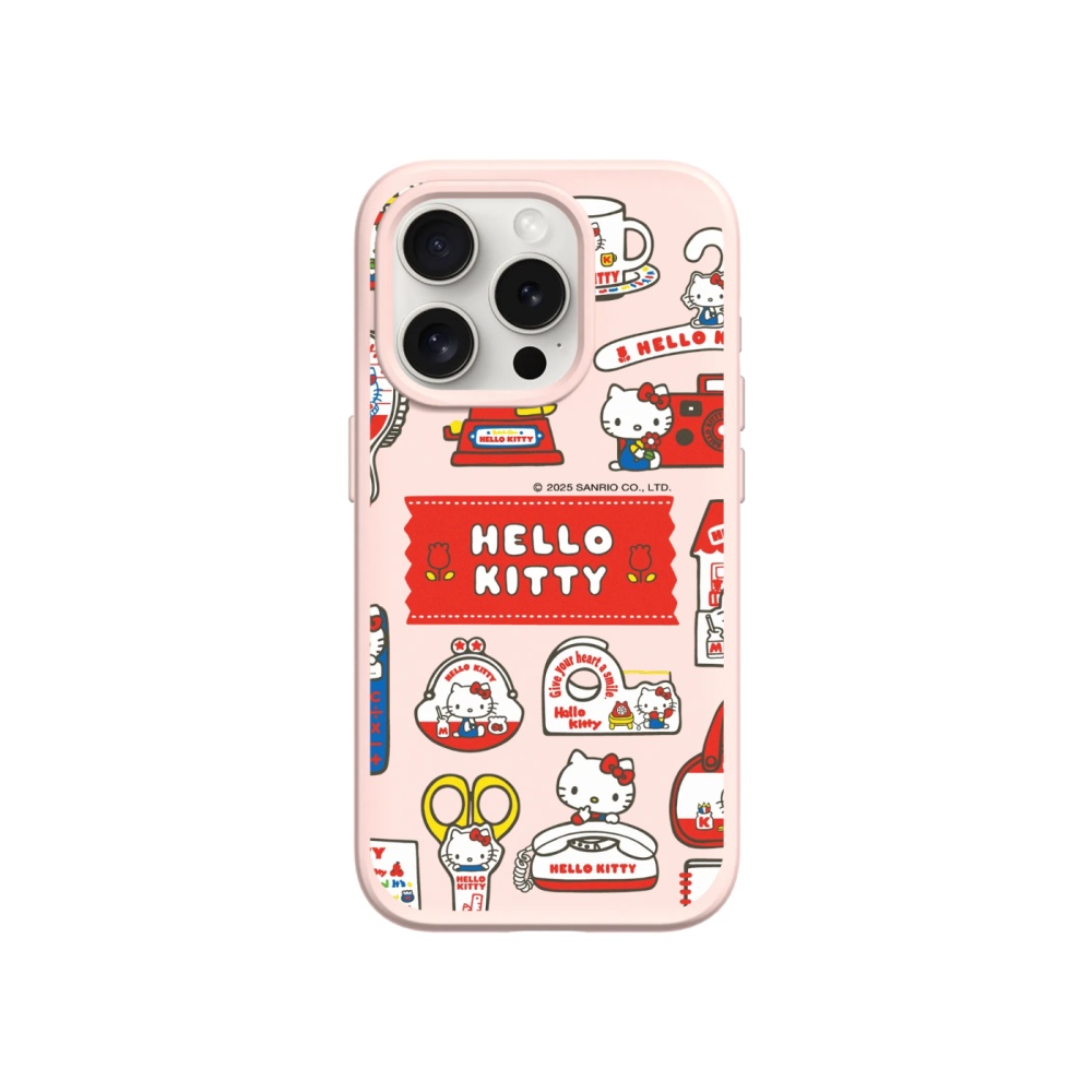 犀牛盾 iPhone 15/16/17系列 SolidX強化吸震緩衝防摔手機殼/Hello Kitty-Sticker-生活小物 (櫻花粉)