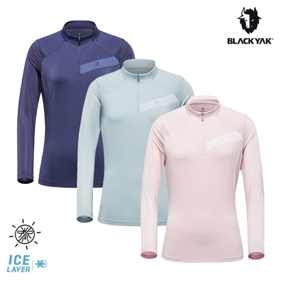 BLACKYAK 韓國 女 ICE GUARD長袖半開襟[三色可選] 韓國 IU 吸濕快乾 涼感 長袖機能 上衣 T恤 BYDB1WC902