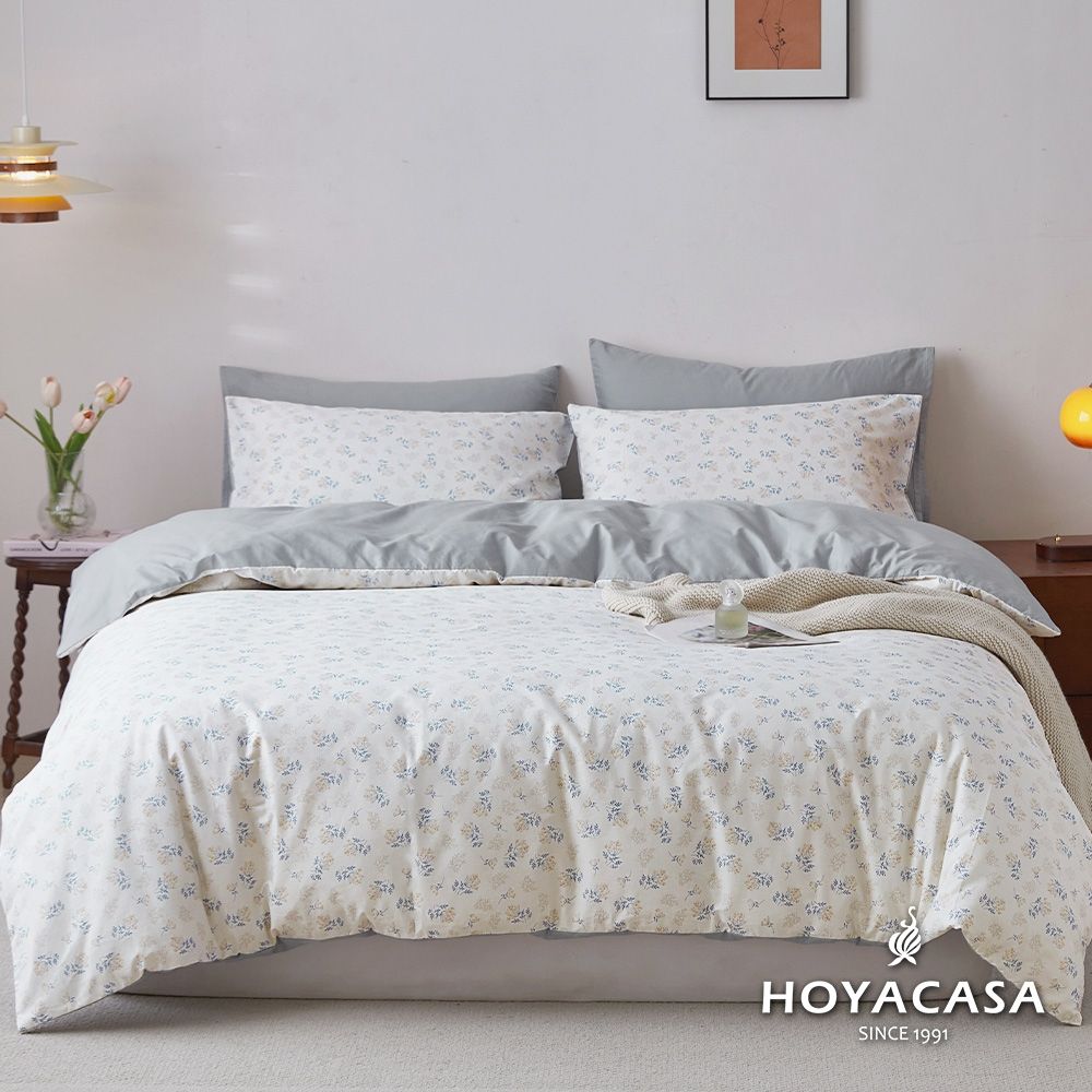 HOYACASA 100%精梳純棉兩用被床包組-多款任選(單人/雙人/加大均一價) (幽蘭晨露)