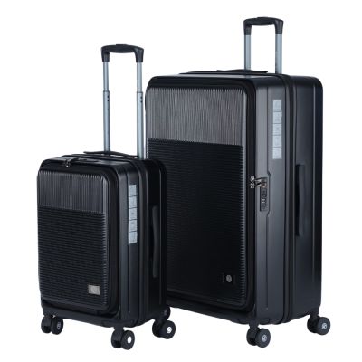 BENTLEY 28吋+20吋 PC+ABS 前開式輕量行李箱 二件組-黑