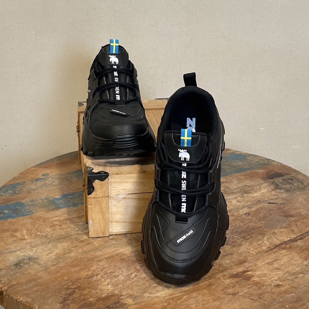 moz瑞典駝鹿Halla長腿密技防潑水全皮革老爹鞋(黑) | 懶人鞋/便鞋