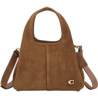 COACH LANA 23 麂皮雙層手提 肩斜背包(棕色)
