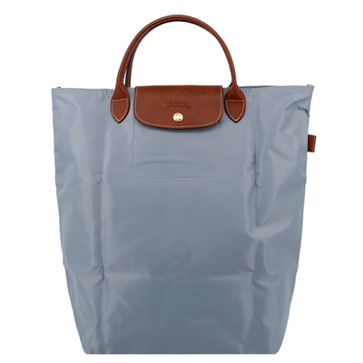 LONGCHAMP LE PLIAGE系列短把再生尼龍手提包(中/鋼灰)
