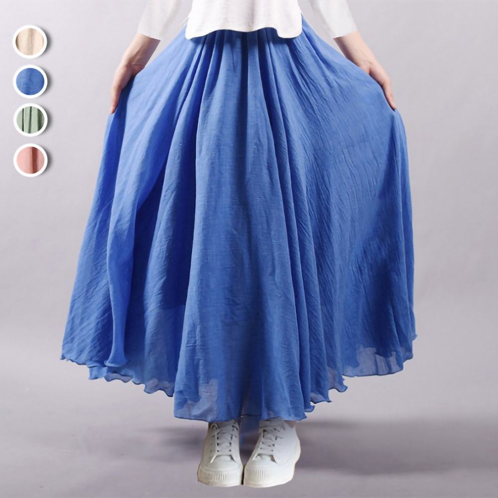 [韓國K.W.]韓國空運完美好感新款度假超長裙(小香風/韓國製/大擺裙) (米色)