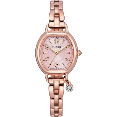 CITIZEN 星辰 Wicca 台灣限定款水晶太陽能女錶 新年開運 送禮推薦-粉x玫瑰金/23.5 x 32.3 mm KP2-566-95R