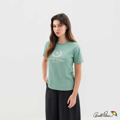 Arnold Palmer 女裝-學院風LOGO印花圓領短袖T-Shirt-淺綠色