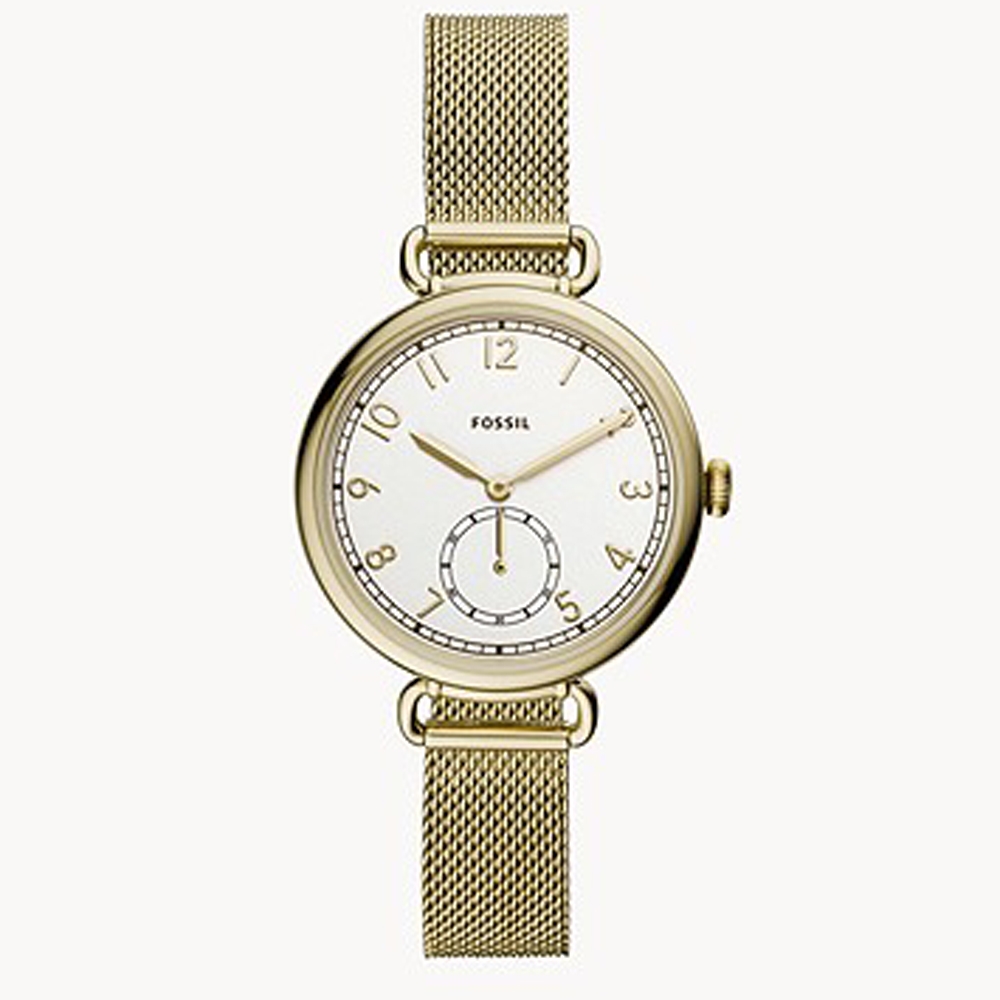 FOSSIL 三針金色調不銹鋼手錶 ES4887