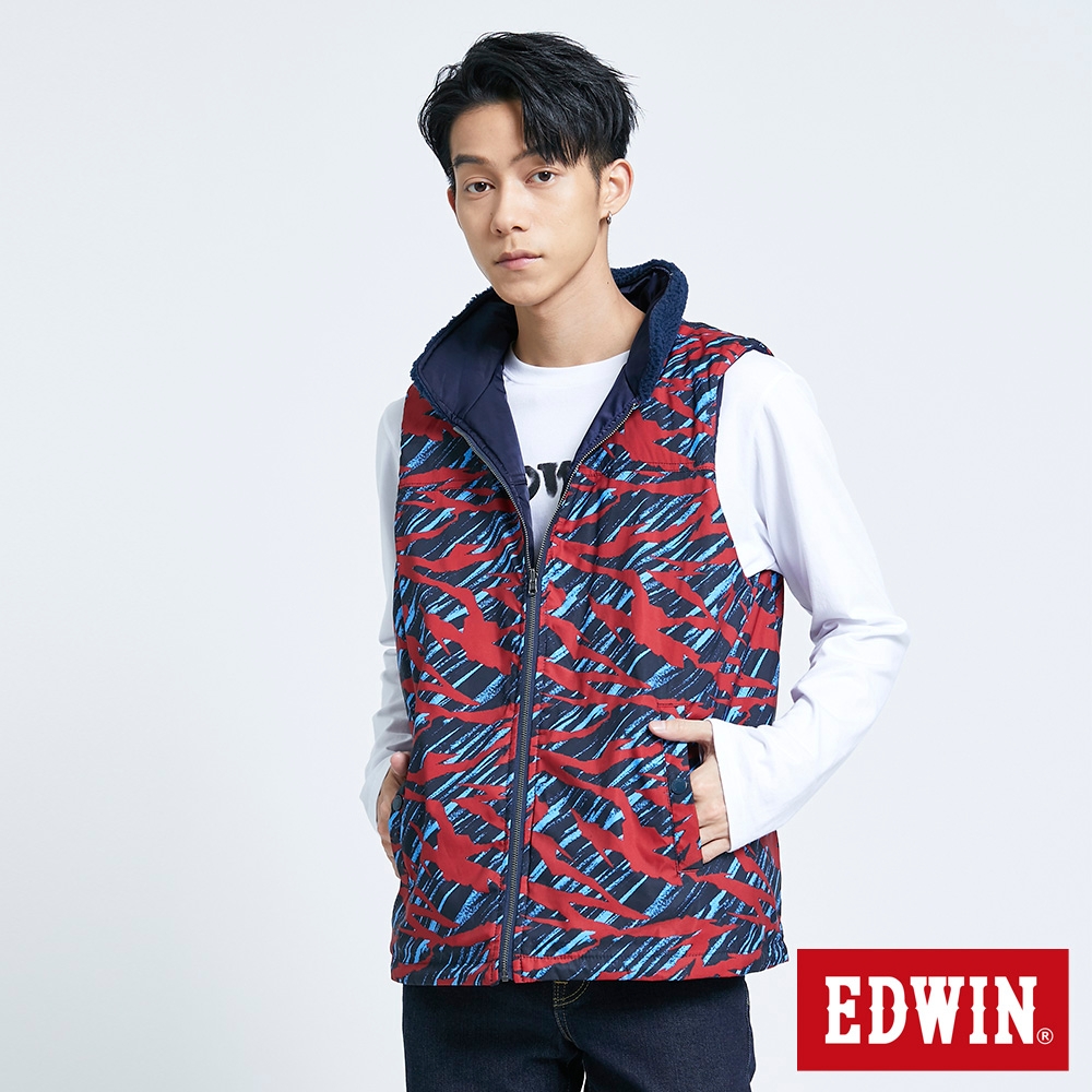 EDWIN 男裝 EDGE 雙面穿舖棉背心-丈青色
