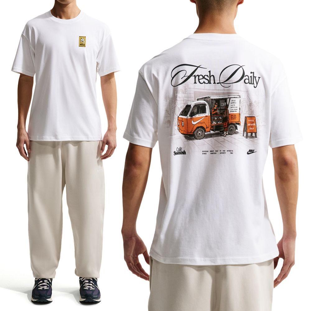 Nike As U Nsw Tee Lse Cafe Swoosh 短袖 男款 白色 印花 T恤 IH1158-100