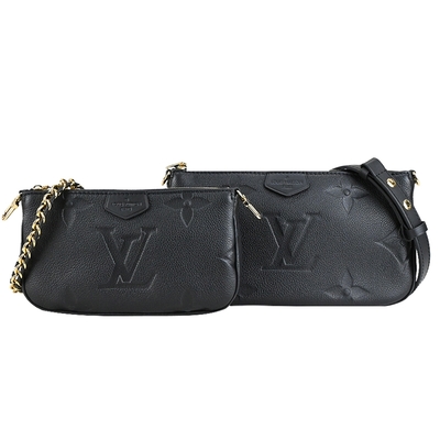 LOUIS VUITTON路易威登 Louis Vuitton Multi Pochette Accessoires壓花牛皮混合式斜背袋(黑色)M80399