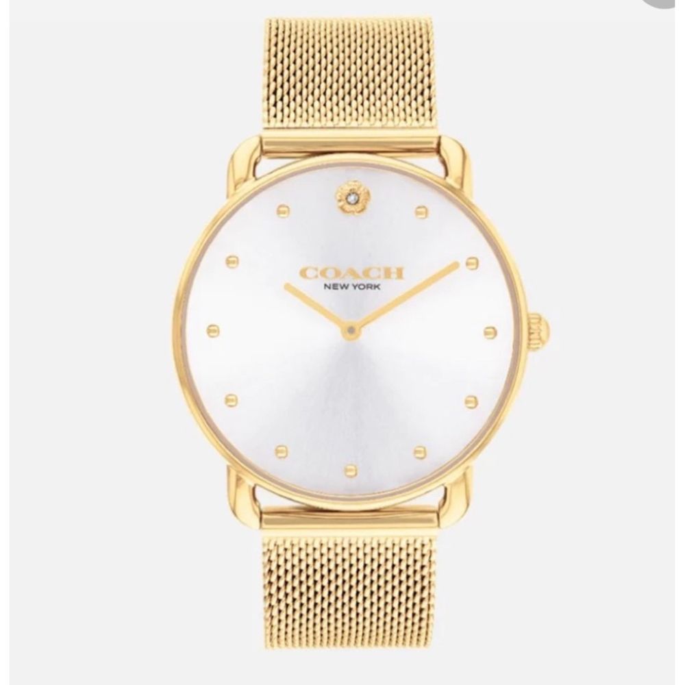 COACH 官方授權 典雅山茶花米蘭帶腕錶-金-女錶(CO14504223)-28mm