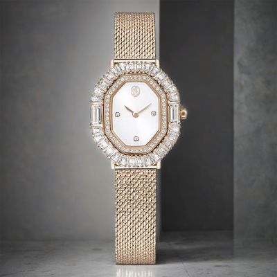 SWAROVSKI 施華洛世奇 Matrix 方形切割水晶八角米蘭帶手錶 女錶 寵愛媽媽 送禮推薦-30x25mm 5732501