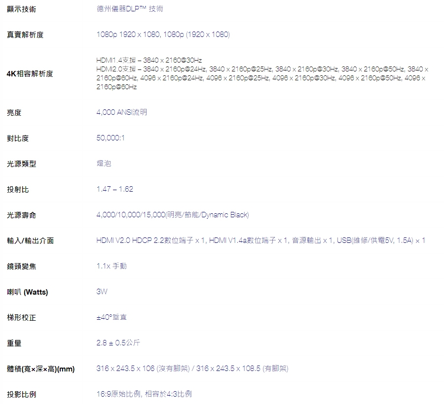 Optoma奧圖碼 HT32LV-4K - 詳情5