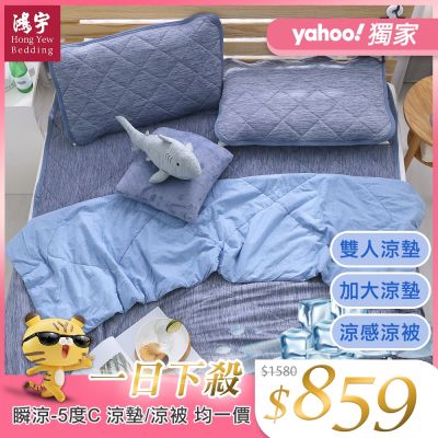 鴻宇 涼感-5度C瞬涼可洗抗菌涼墊/涼被 雙人/加大任選 均一價(限時均一價)