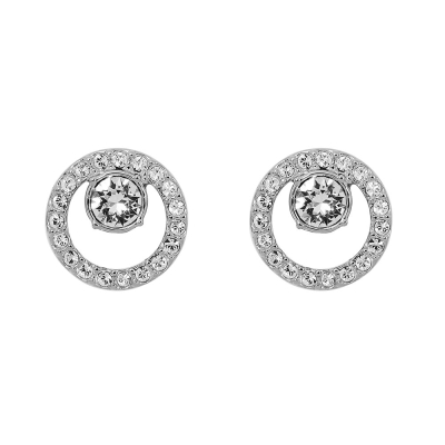 SWAROVSKI  CIRCLE璀璨水晶鏤空圓形銀色耳環