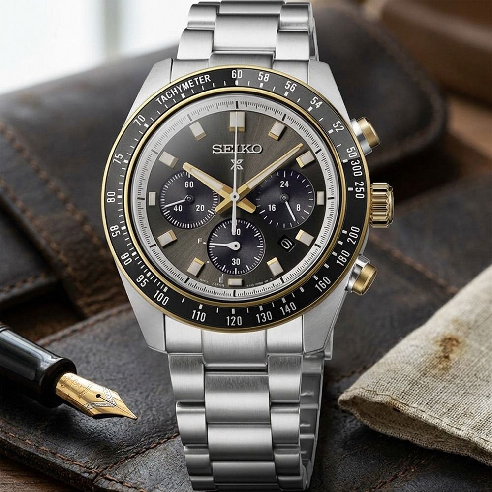 SEIKO 精工 Prospex SPEEDTIMER 黑金熊貓 太陽能計時手錶 開學購物季 送禮首選(HBJ002/V192-00B0D)_SK045