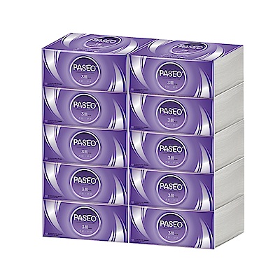 PASEO 3層柔韌舒適抽取式衛生紙PEFC(100抽10包5袋)