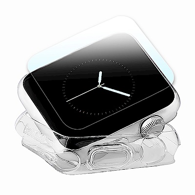 g-IDEA Apple Watch 42mm TPU 透明軟殼/鋼化玻璃貼組
