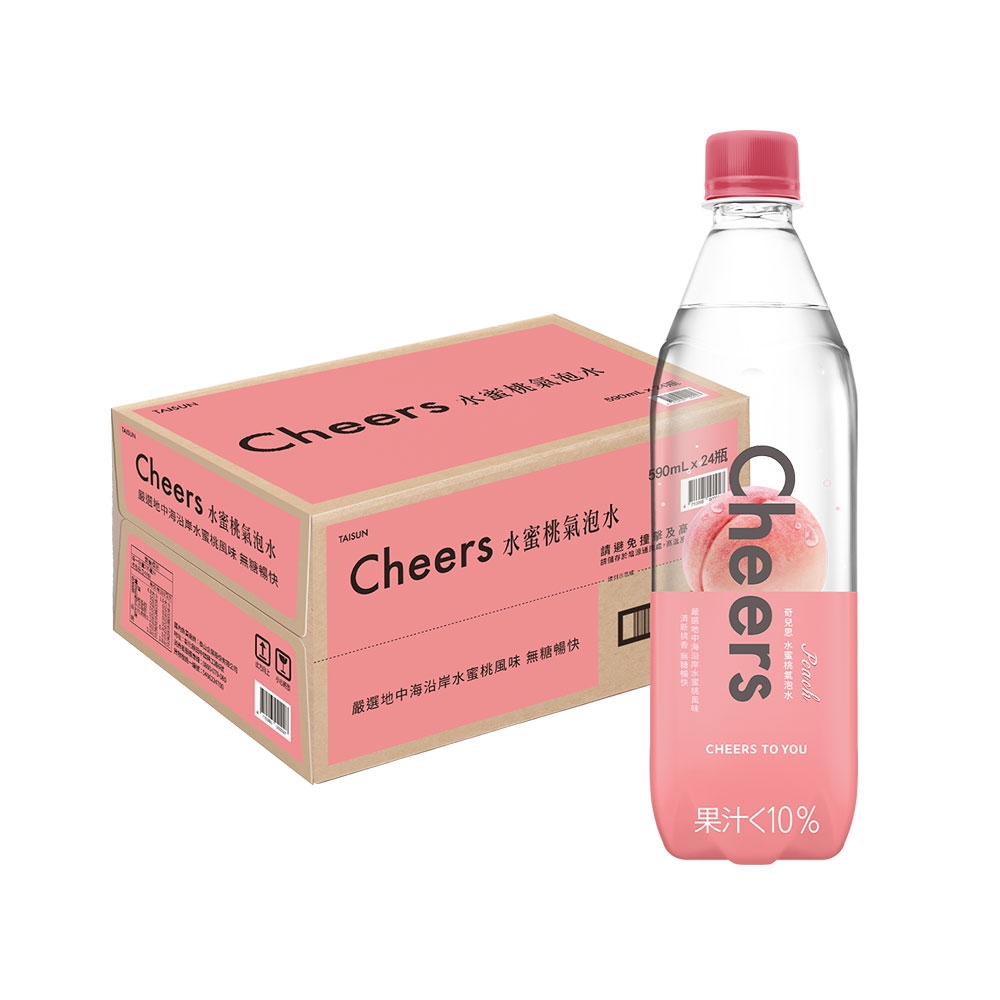 泰山 Cheers水蜜桃氣泡水590mlx24入/箱