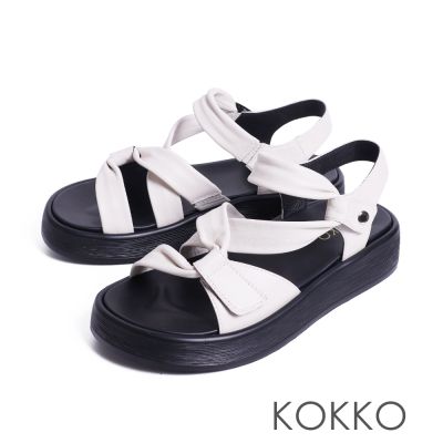 KOKKO柔軟羊皮輕量厚底涼鞋白色