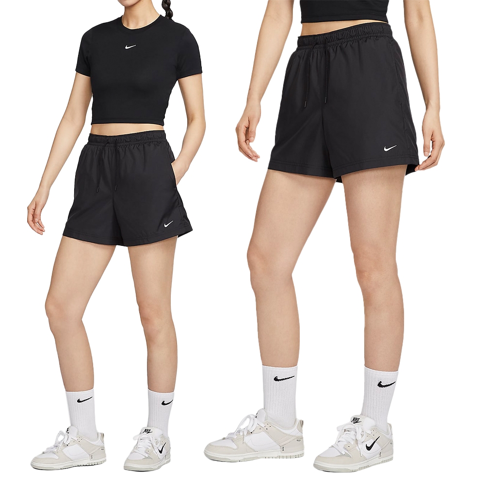 Nike AS W NSW MR ESSNTL WVN SHORT 女款 黑色 運動 休閒 短褲 FV7558-010