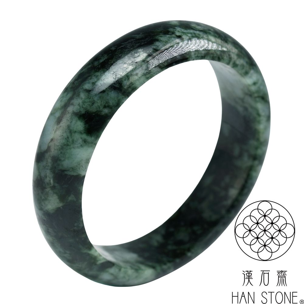 天然翡翠A貨 漢石齋】天然翡翠A貨手鐲玉鐲花青種(手圍18.8/版寬16.1mm) | 漢石齋