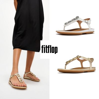 【FitFlop】GRACIE 寶石皮革 T 型涼鞋-女(多色)