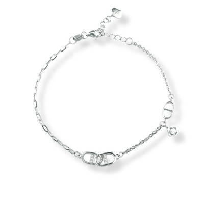 【世紀白金】Pt950鉑金手鍊 豬鼻子莫桑石 拼接鍊設計 白金手環 輕奢氣質 生日禮物