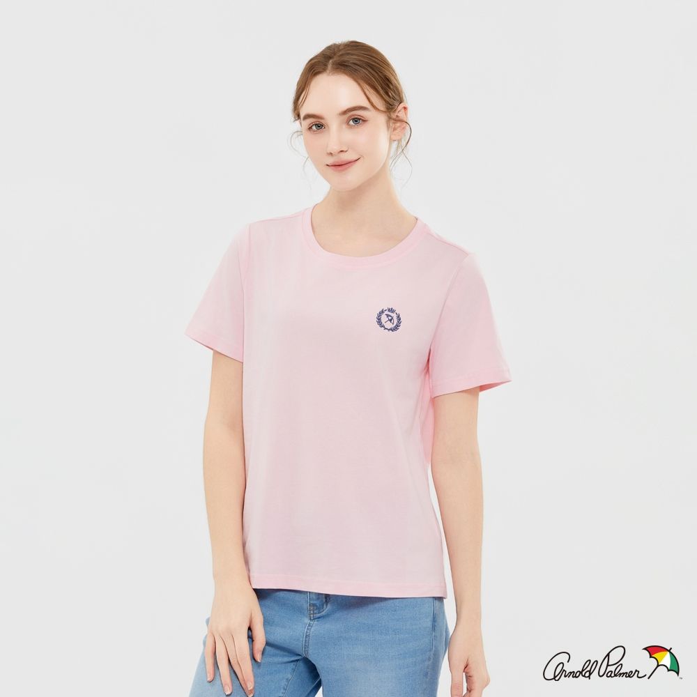 【Arnold Palmer 雨傘】女裝-經典小傘繡花圓領T-shirt（粉紅色）