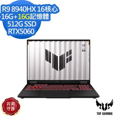 ASUS華碩 ASUS 華碩 FA608PMR 16吋電競筆電(Ryzen 9 8940HX/RTX5060/16G+16G/512G SSD/TUF Gaming A16/御鐵灰/特仕版)