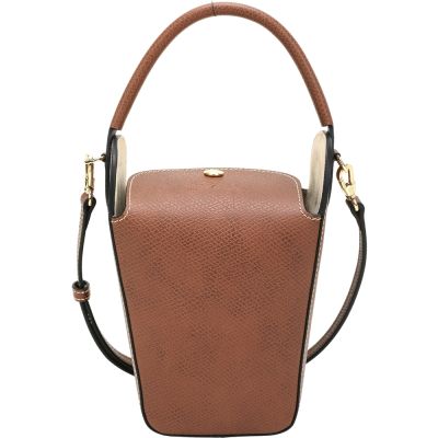 LONGCHAMP EPURE 壓紋小牛皮斜背爆米花包(棕色)