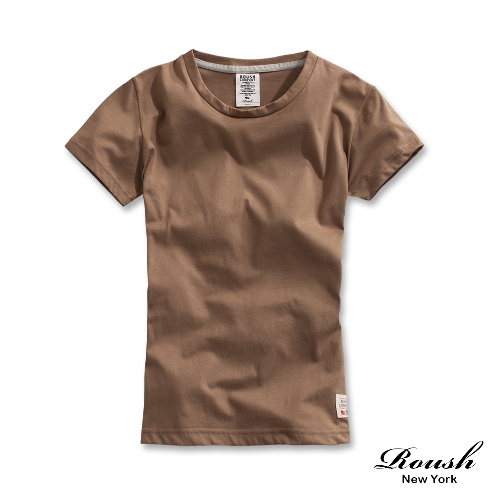 Roush 女生水洗棉質純色圓領短Tee(511050) (沙色)