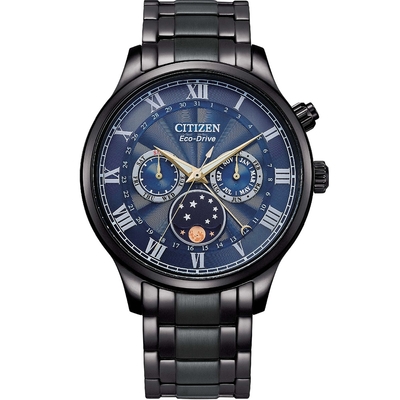 CITIZEN 星辰 Eco-Drive 極光月相時尚大錶面腕錶 聖誕節 禮物-AP1055-87L