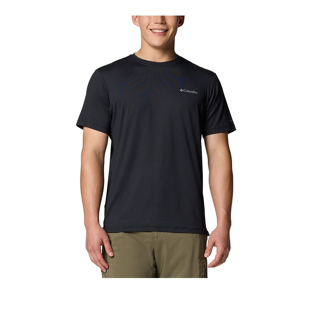 Columbia 哥倫比亞 男款-防曬UPF50快排短袖上衣-Tech Trail  Utility SS Crew-黑色(UAJ16710BK/KS)