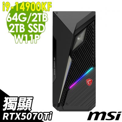 MSI 微星 MAG Infinite S3 電競電腦 (i9-14900KF/64G/2TB+2TB SSD/RTX5070Ti-16G/W11P)
