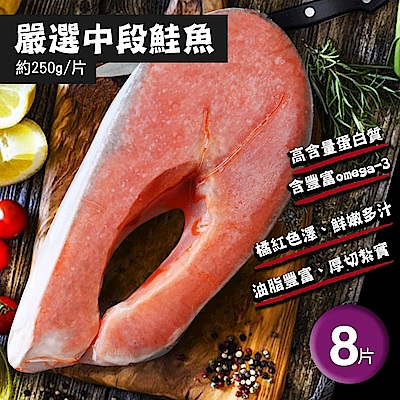 築地一番鮮-智利中段輪切鮭魚 8片(250g/片)