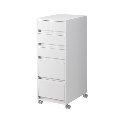 日本霜山 無印風移動式五層抽屜置物收納櫃(附分類隔板)