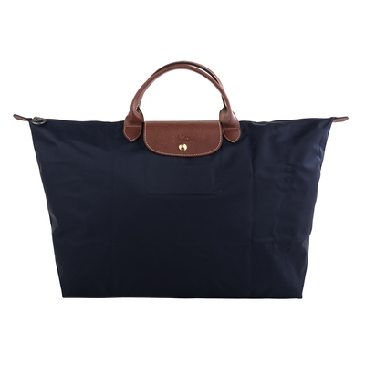 LONGCHAMP Le pliage 短把拉鍊摺疊旅行包(海軍藍)大款