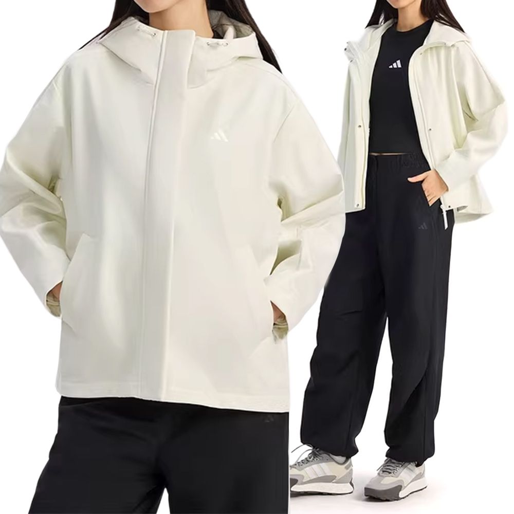 Adidas FAV SHL JKT 1 女款米白色運動休閒連帽外套KS2783 | adidas