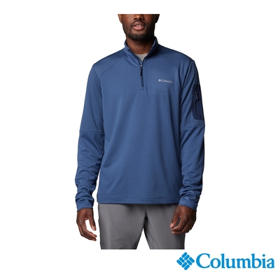 Columbia 哥倫比亞 男款 - UPF40 防曬快排半開襟長袖上衣-墨藍色 UAO35630IB/IF