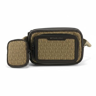 Michael Kors 小包款-COOPER滿版LOGO胸前/肩背/斜背包-附一可拆小包(37T5LCOM1B)